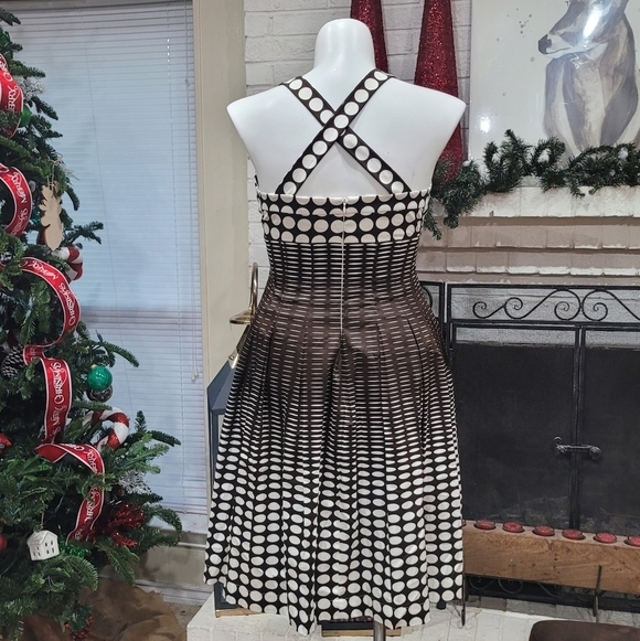 Calvin Klein Brown/White Polkadot Halter Summer Dress Women's Sz 12 - Picture 9 of 10